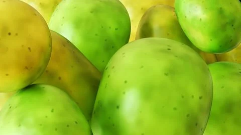 A 3d rendering of green and unripe potatoes in the white background Stock Illustration
