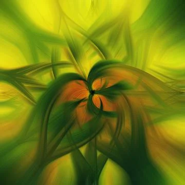 3D rendering of a green and yellow abstract spiral background Stock Illustration