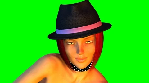 3d rendering on green background of cabaret dancer Stock Footage 113876832