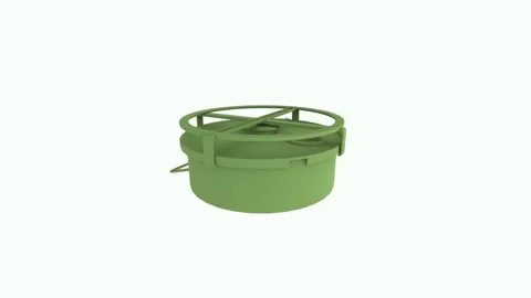 3D rendering of a green circular storage container design Stock-Footage 303859706
