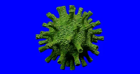 3D rendering, green coronavirus cells covid-19 influenza flowing on background Video stock 132266391