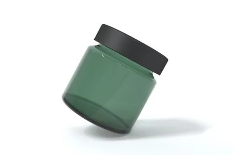 A 3D rendering of a green empty plastic jar isolated in the light background  Illustrazione stock