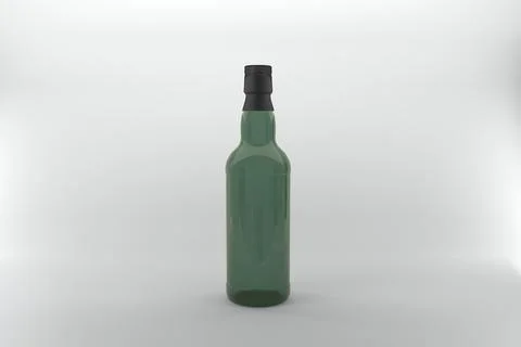 A 3D rendering of a green empty vodka bottle isolated in the light gray backg イラスト素材