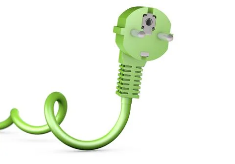 3d rendering of a green energy cable plug isolated on a white background Stock Illustration