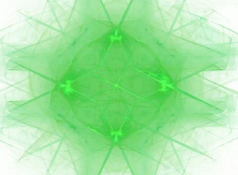 3D rendering with green fractal in the shape of a star Иллюстрация