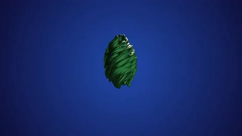 3d rendering green geometric shape rotates in random direction. Abstract Stock Footage 164190000