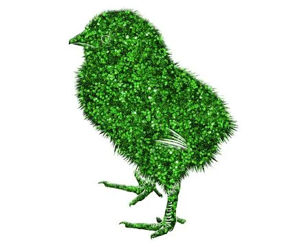 3D rendering of a green glitter chi isolated on white background Illustrazione stock