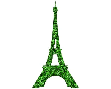 3D rendering of a green glitter Eifel Tower isolated on white background Stock Illustration