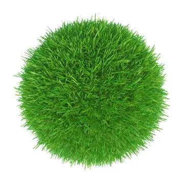3d rendering of green grass ball on white Stock Illustration