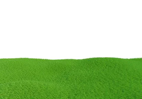 3d rendering. Green grass field isolated on white background. Stock Photos