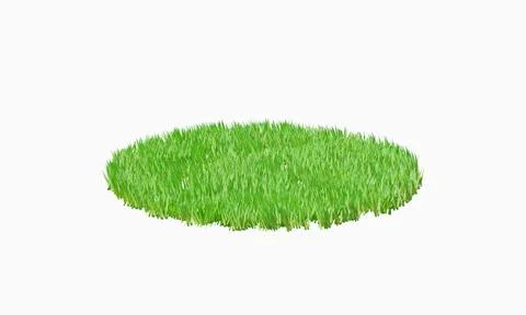 3d rendering. Green grass round patch isolated on white background. Stock Photos
