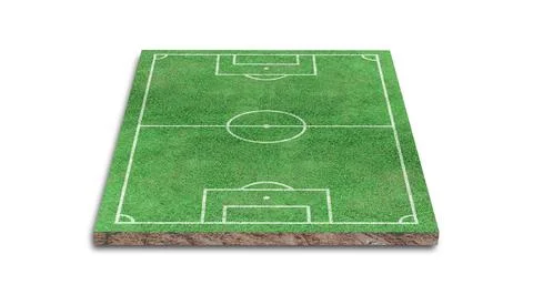 3D Rendering. Green grass soccer field isolated on white background. イラスト素材