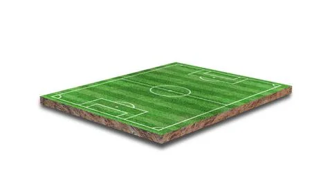 3D Rendering. Green grass soccer field isolated on white background. Stock Illustration