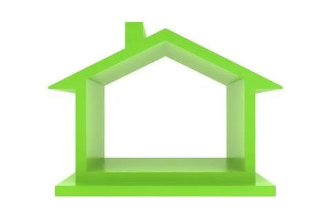 3d rendering of a green house on white Ilustración de archivo