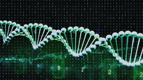 3d rendering green metallic dna helix or genome structure for digital informatio Stock Footage 313036736