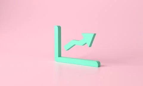 3d rendering green pastel bar graph stair step to Arrow growth success. Ilustración de archivo
