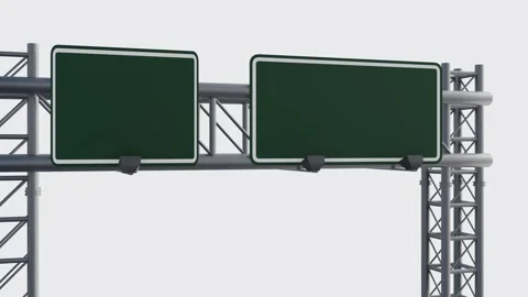 A 3D rendering of green rectangular signboards with silver trim Stock Footage 300189118