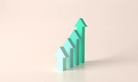 3d rendering green stair step to line up Arrow growth success. progress way Illustrazione stock