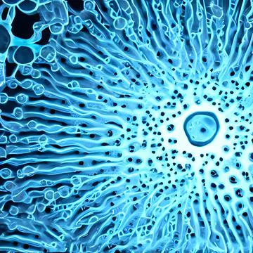 3D rendering of green virus bacteria floating in a cellular environment Stock Illustration