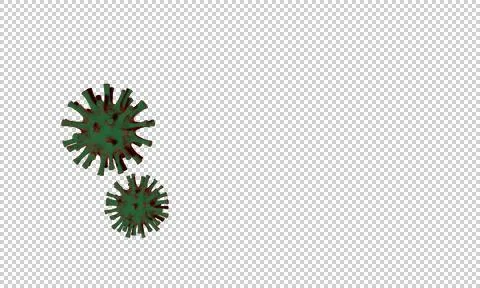 3D rendering of green viruses or germs against transparent background Stock Illustration