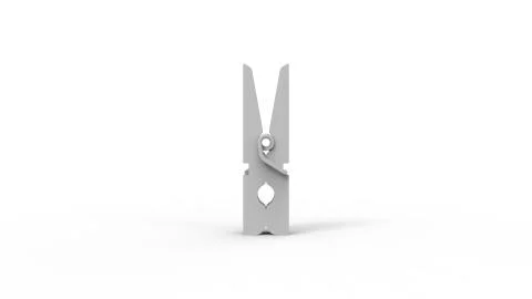 3d rendering of a grey clothespin isolated in white studio background Stock Illustration