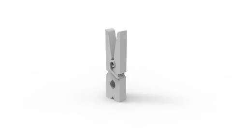 3d rendering of a grey clothespin isolated in white studio background Stock Illustration
