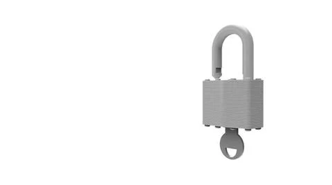 3d rendering of a grey padlock isolated in white studio background 3d rend... 스톡 사진