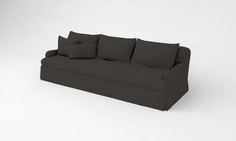 3D rendering on a grey sofa on a white background Ilustração Stock