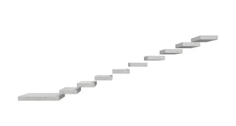 3d rendering of a grey stone staircase made of separate concrete blocks hanging Stock Illustration