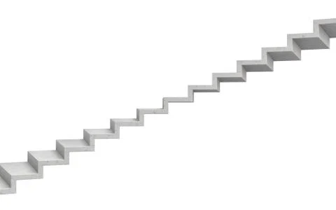 3d rendering of a grey stone staircase on white background. Stock Illustration