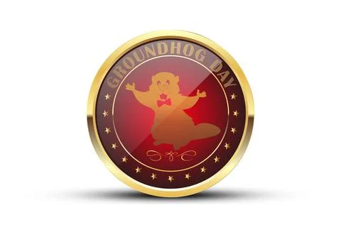 3D rendering Groundhog Day. Medallion with the inscription Groundhog Day on a Stock Illustration