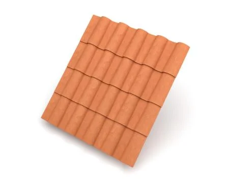 3d rendering of group interlocked terracotta barrel tiles isolated on white Stock-Illustration