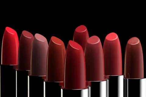 3D rendering of a group of lipsticks of different colors Stock Illustration