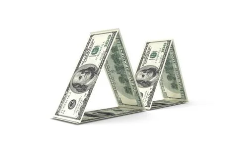 3D Rendering Group of One Hundred Dollar Banknotes Home Concept Stockillustratie