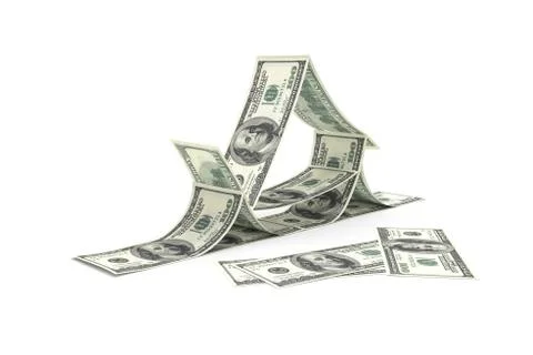 3D Rendering Group of One Hundred Dollar Banknotes Home Concept Stockillustratie