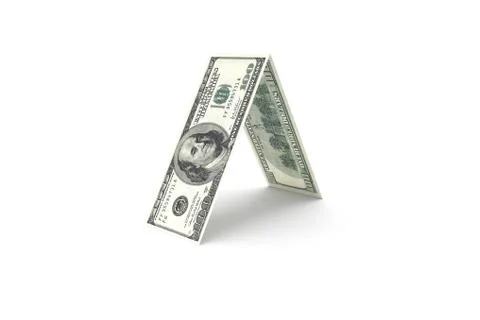 3D Rendering Group of One Hundred Dollar Banknotes Home Concept Stockillustratie