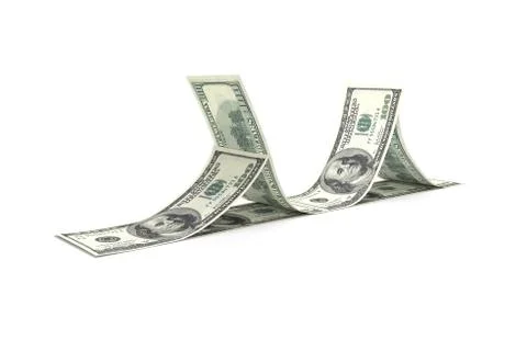 3D Rendering Group of One Hundred Dollar Banknotes Stock Illustration