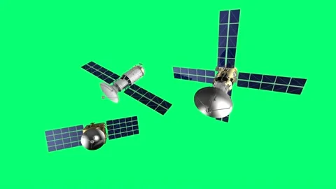 3d rendering group of satellite dishes isolated on green screen 4k footage Vídeos de archivo 309002357