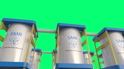 3d rendering group of smr or small modular nuclear reactors power plant isolated Stock Footage 328144209