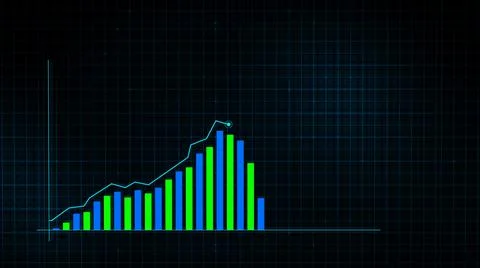 3D rendering of growing line graph of digital income growth chart Stock-Illustration