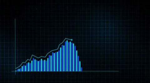 3D rendering of growing line graph of digital income growth chart Stock Illustration