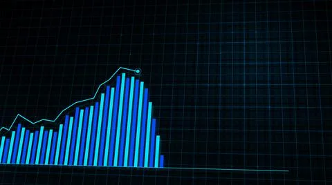 3D rendering of growing line graph of digital income growth chart Stock Illustration