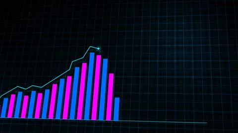 3D rendering of growing line graph of digital income growth chart Stock Illustration