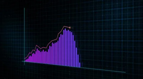 3D rendering of growing line graph of digital income growth chart 스톡 일러스트