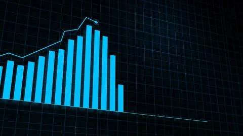 3D rendering of growing line graph of digital income growth chart 스톡 일러스트