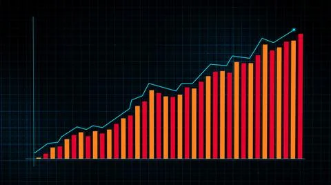 3D rendering of growing line graph of digital income growth chart Illustrazione stock