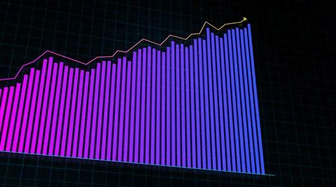 3D rendering of growing line graph of digital income growth chart Stock Illustration