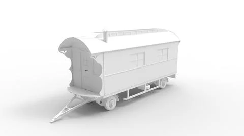 3d rendering of a gypsy wagon tiny house on wheels small home vaction house Illustrazione stock