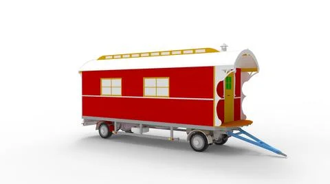 3d rendering of a gypsy wagon tiny house on wheels small home vaction house Illustrazione stock