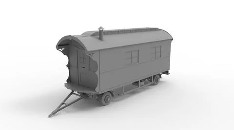 3d rendering of a gypsy wagon tiny house on wheels small home vaction house Stock Illustration